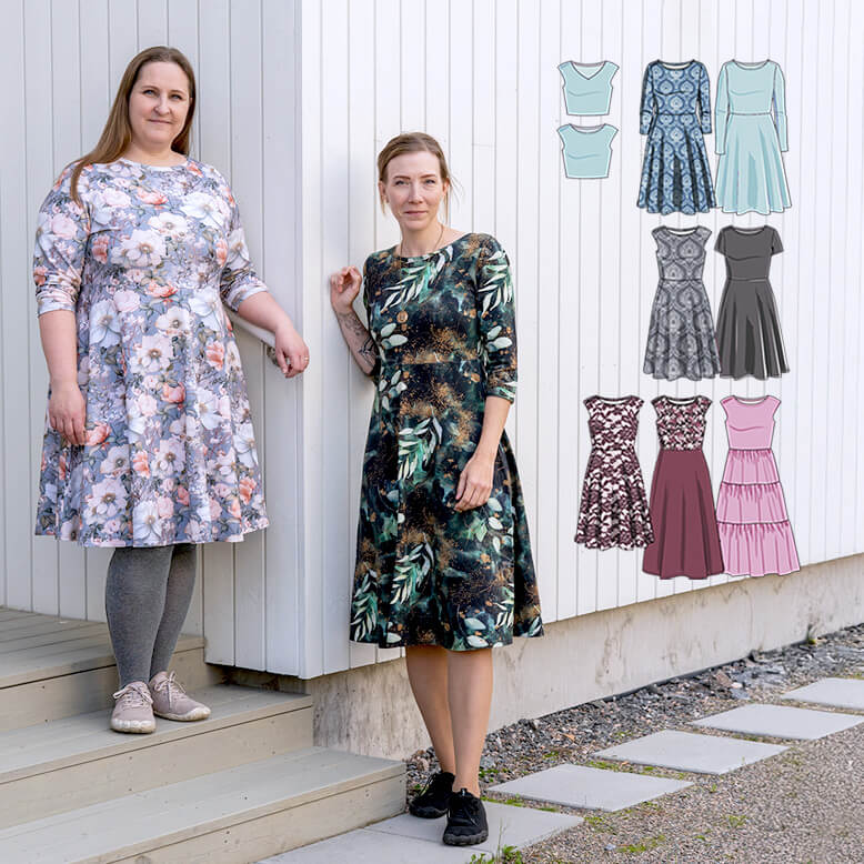 PILKE - kello- ja frillahelmamekko