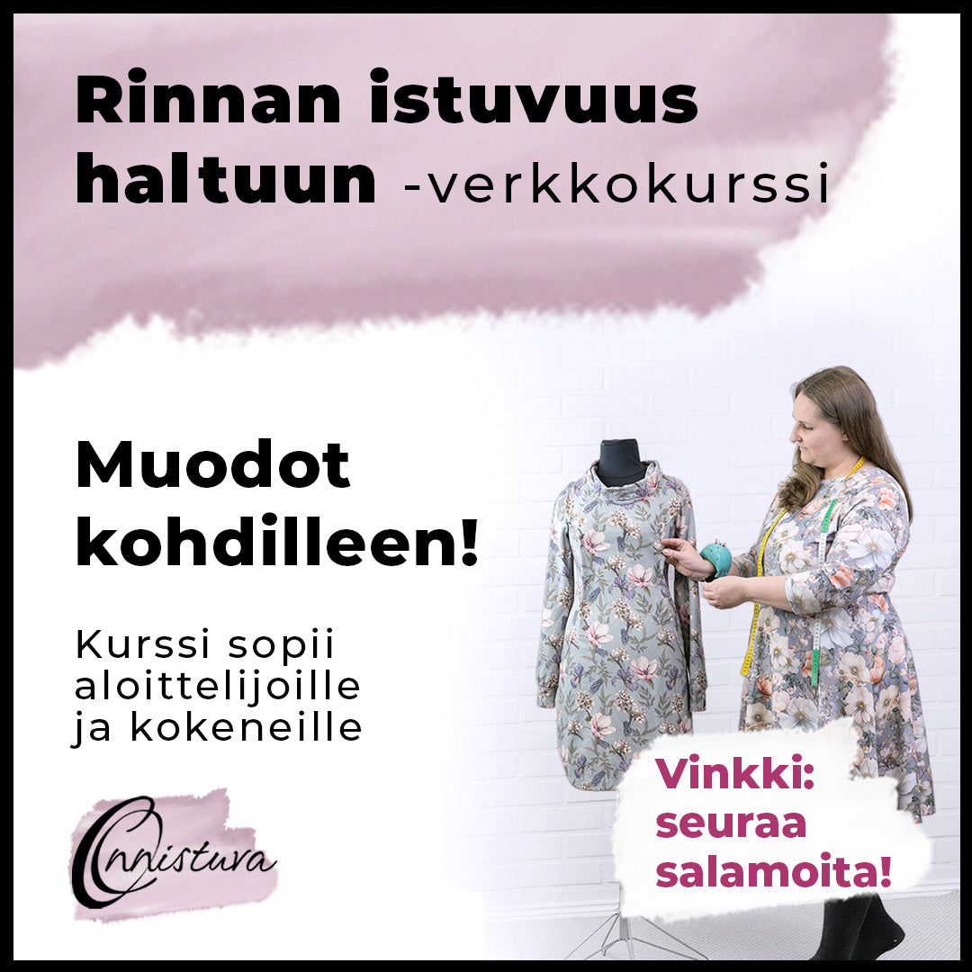 Rinnan istuvuus haltuun -ompelukurssi verkossa